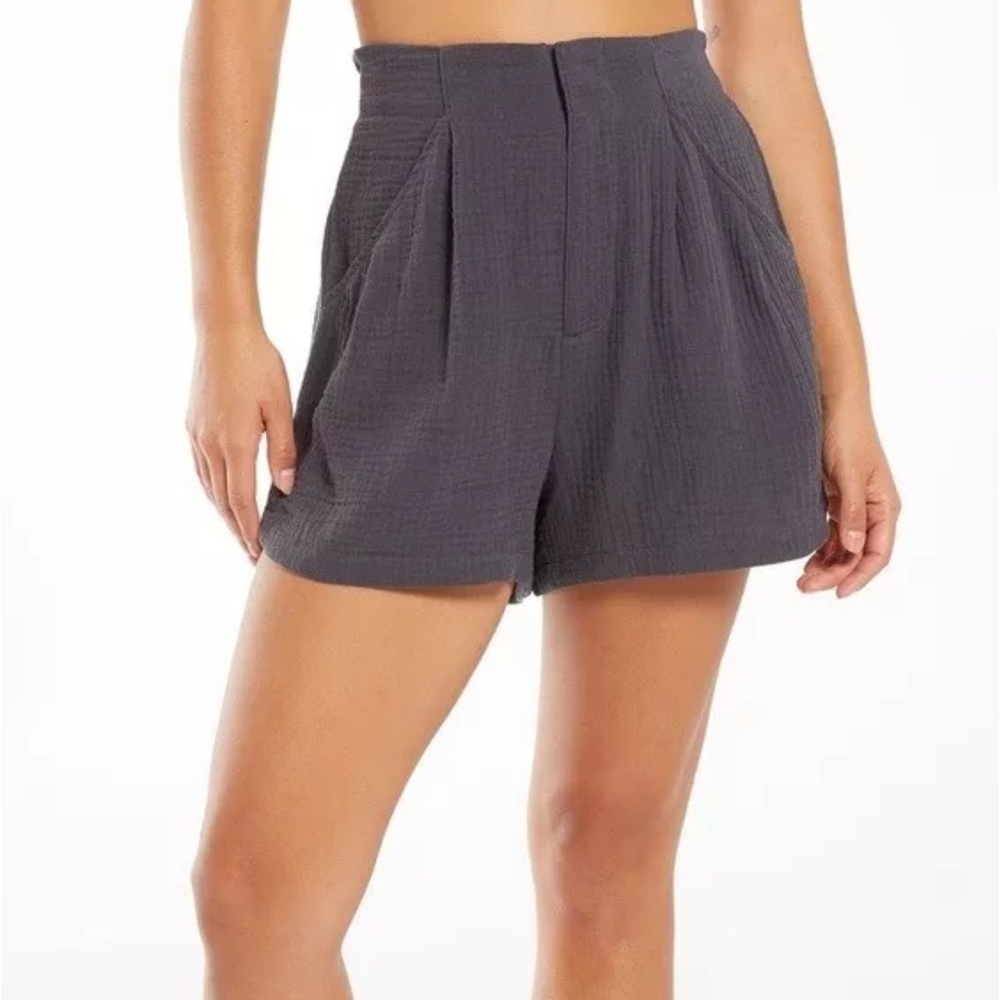 Z Supply Womens Shorts‎ XS Grey High Rise Gauze Crinkle Cotton Coastal